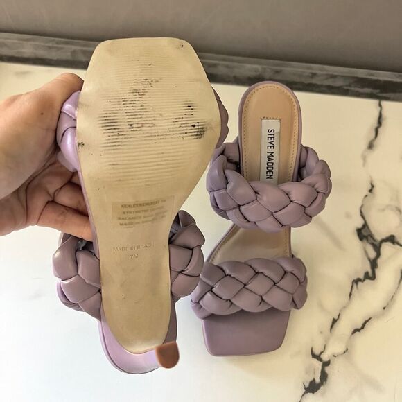 Steve Madden Kenley Lavender Purple Woven Heels Size 7 - Picture 9 of 10